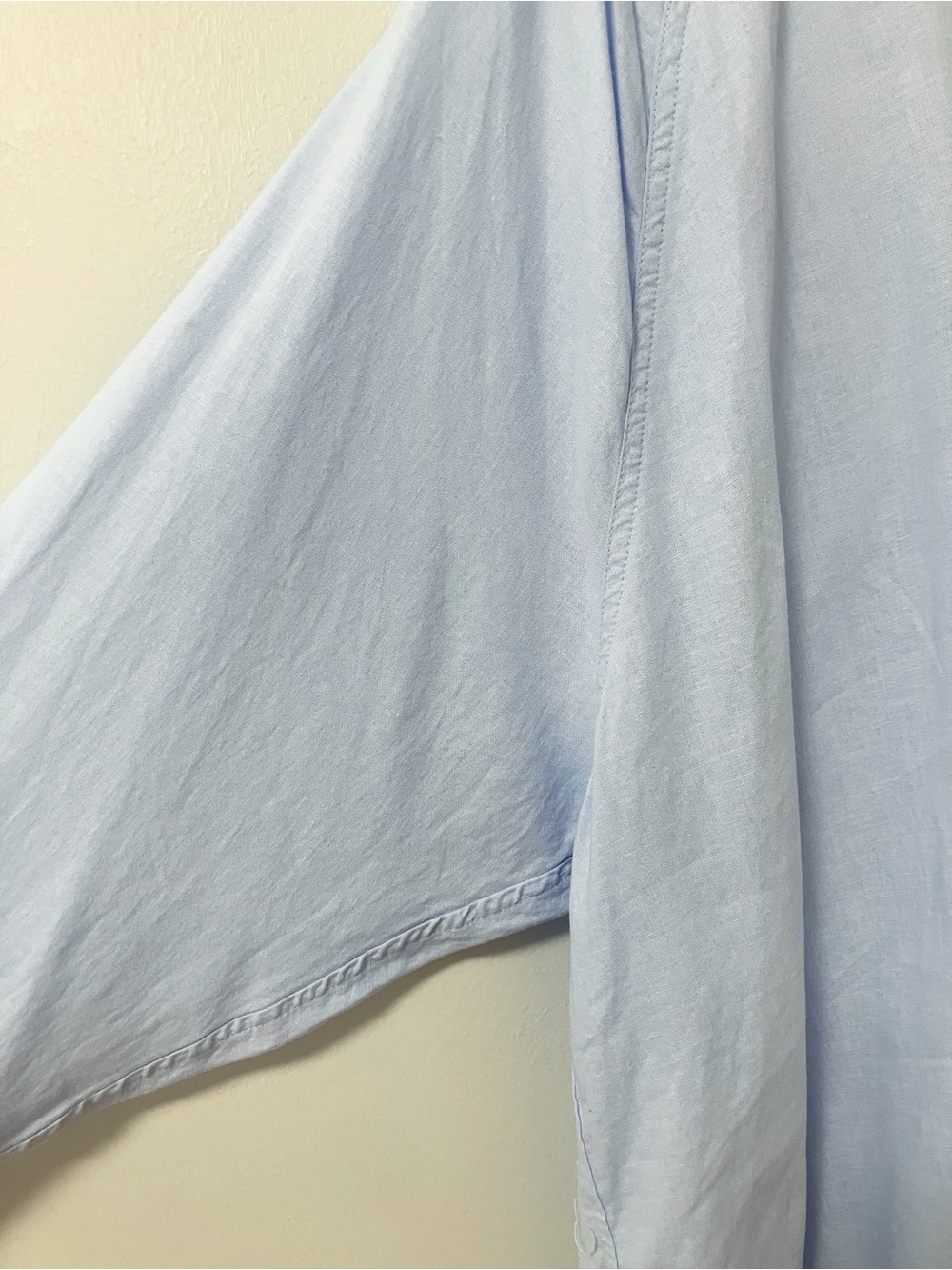 Aerie | Blue Gauzy Linen Oversized Button Up Shirt L Comfy Cozy Minimalist - Picture 3 of 6
